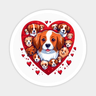 A dog with a heart shaped face that says " love dogs ". Magnet